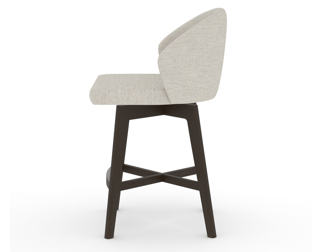 Canadel Downtown Point Counter Stool in Davy's Grey, TB Fabric, side view