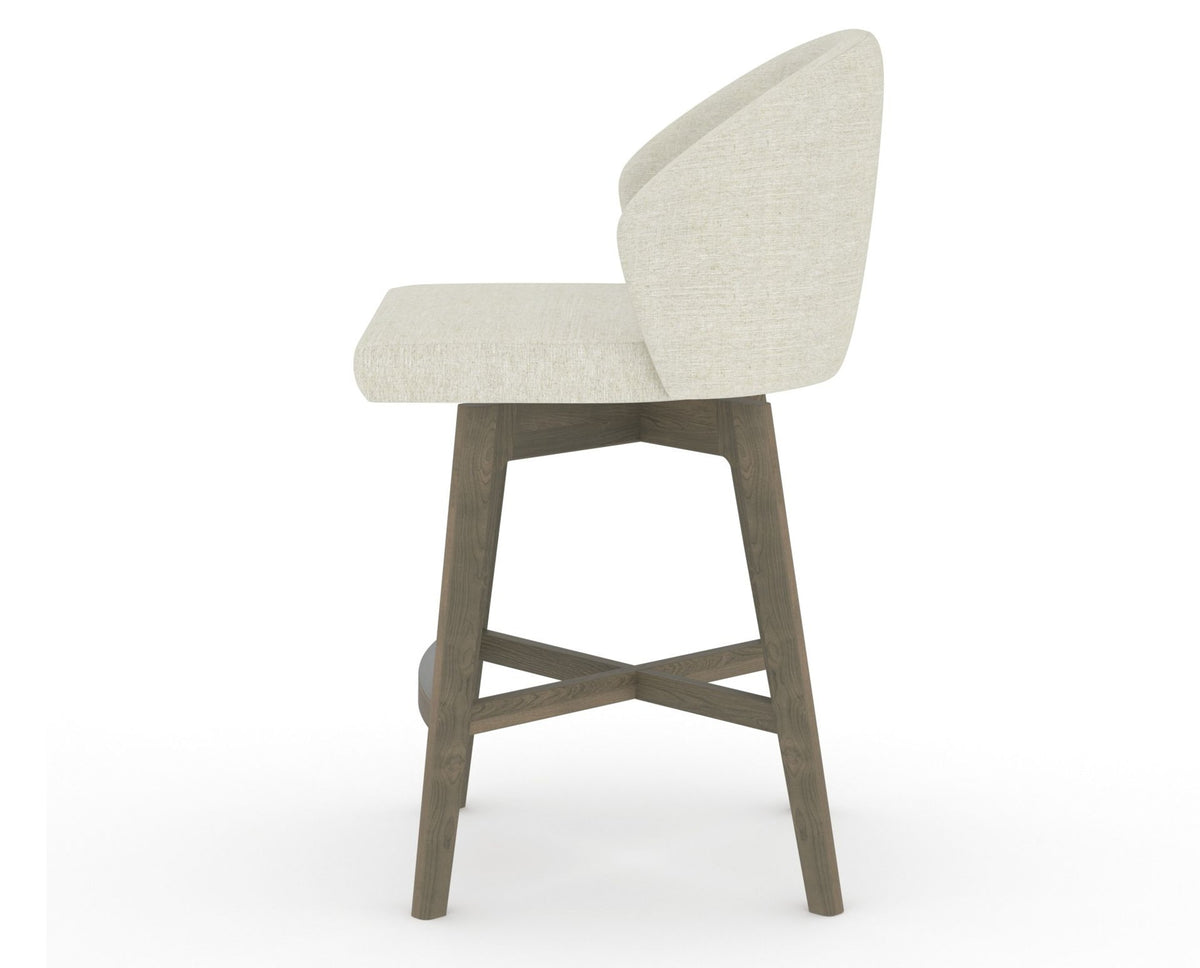 Canadel Downtown Point Counter Stool in Shadow, TW Fabric, side view