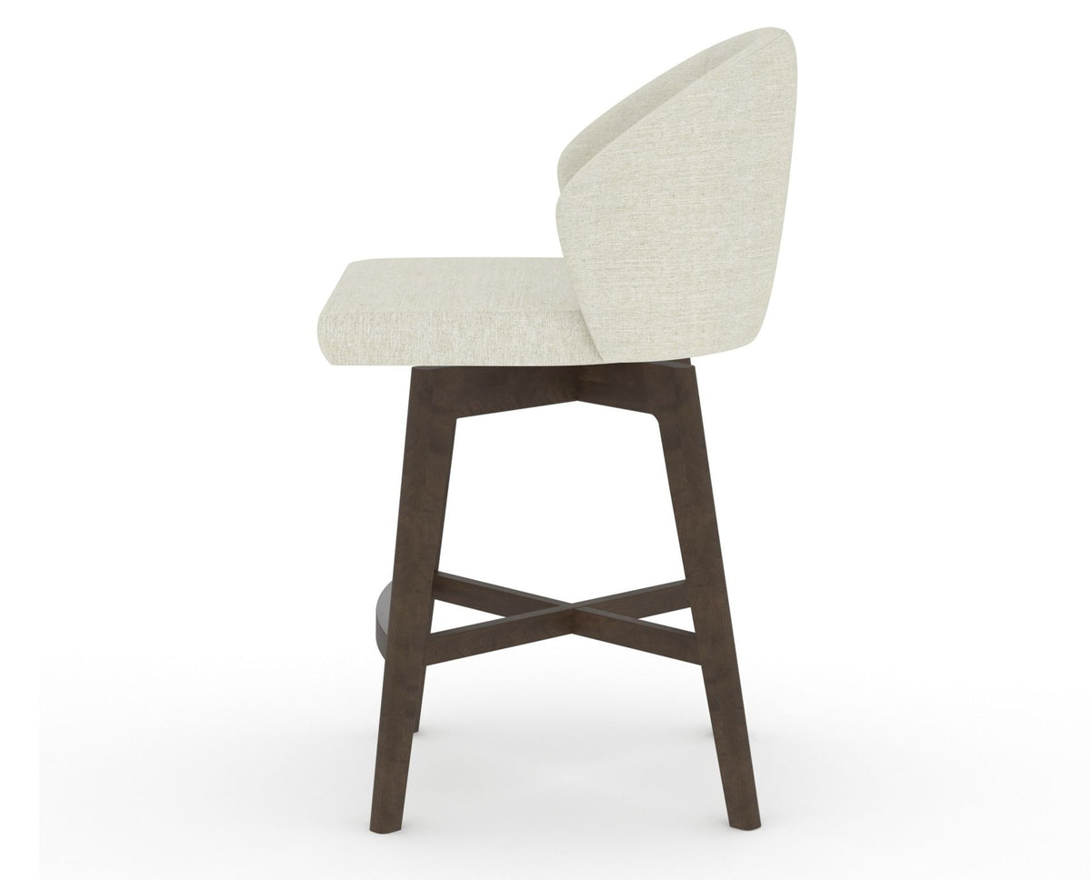 Canadel Downtown Point Counter Stool in Hazelnut Washed, TW Fabric, side view