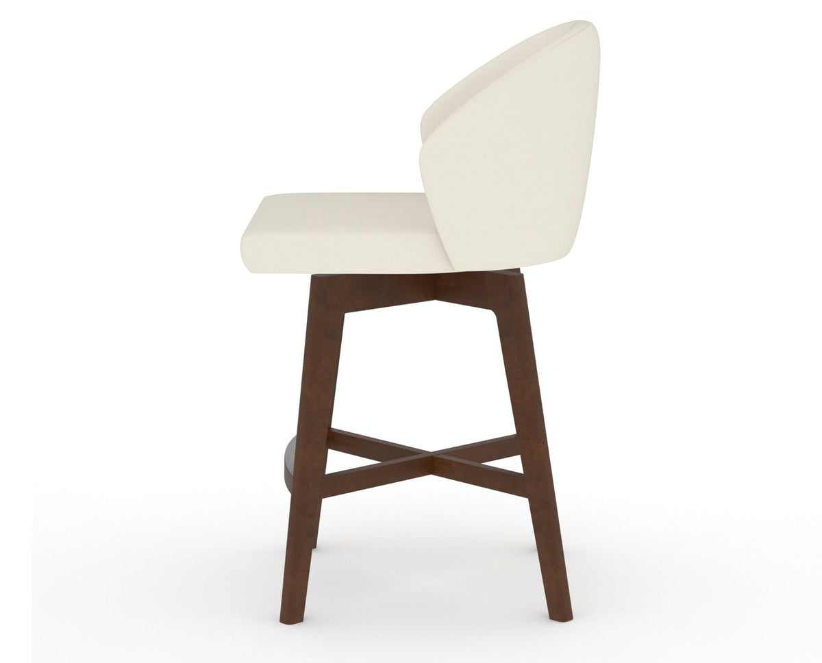 Canadel Downtown Point Counter Stool in Cognac Washed, YJ Faux Leather, side view