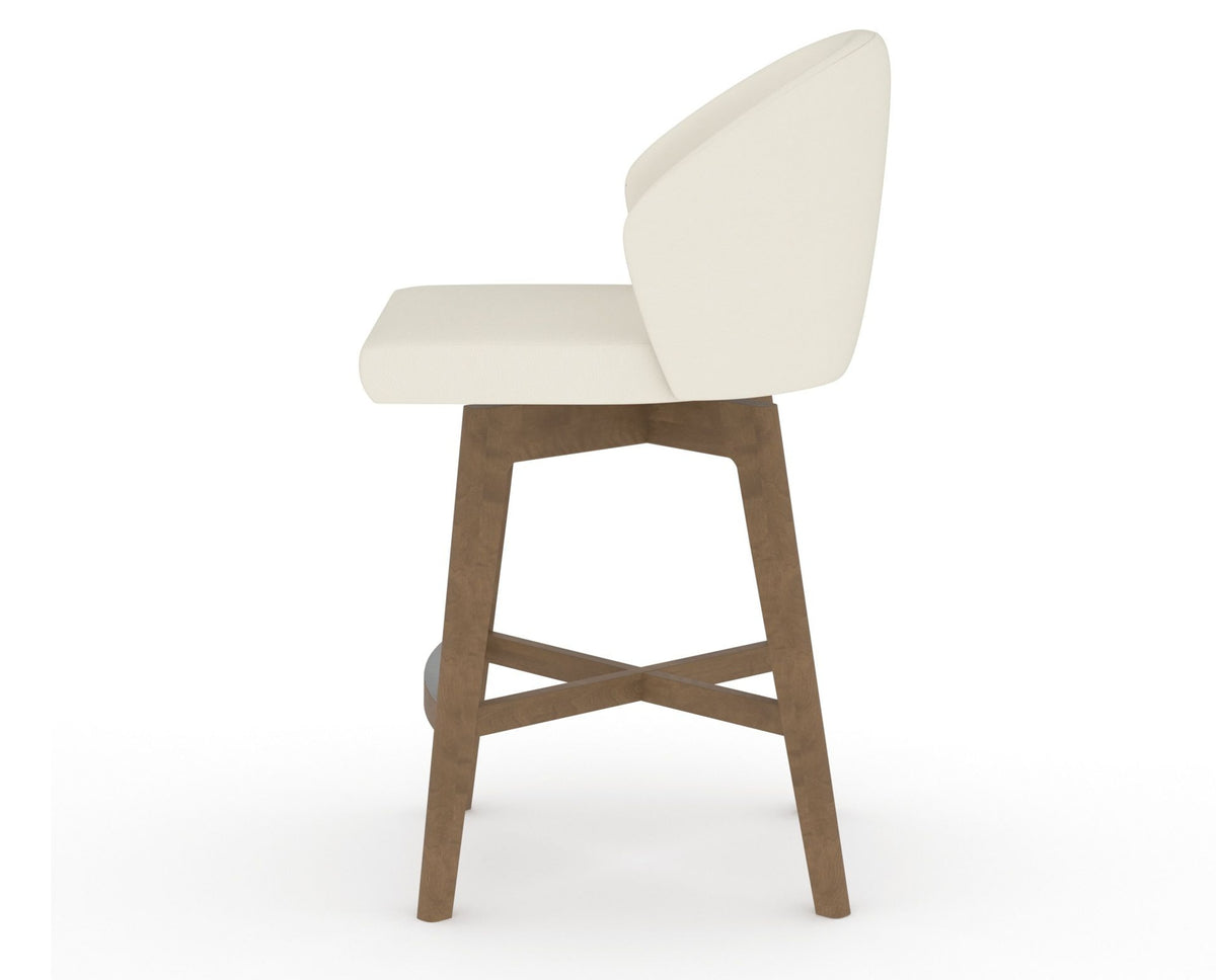 Canadel Downtown Point Counter Stool in Pecan Washed, YJ Faux Leather, side view