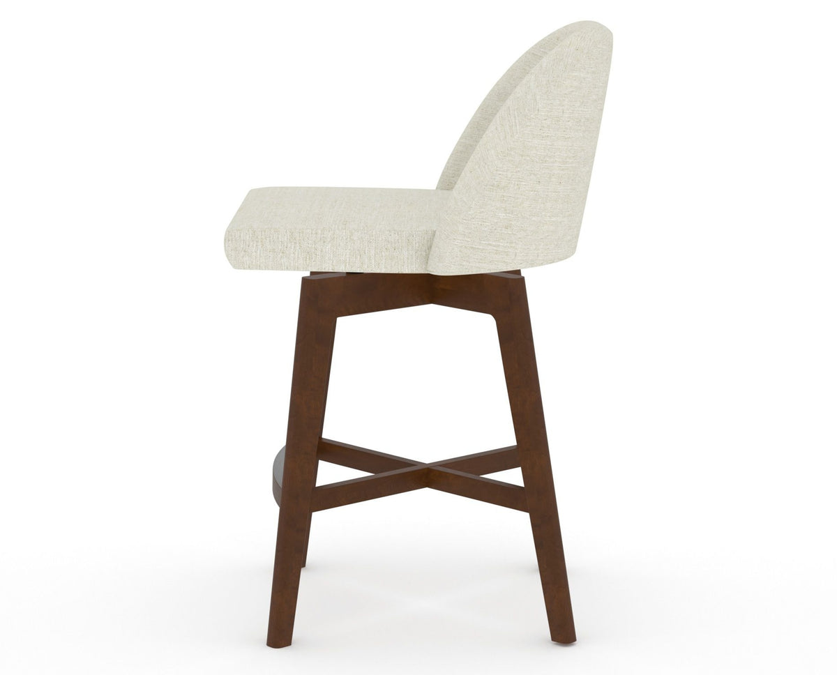 Canadel Downtown Tove Counter Stool in Cognac Washed, TW Fabric, side view