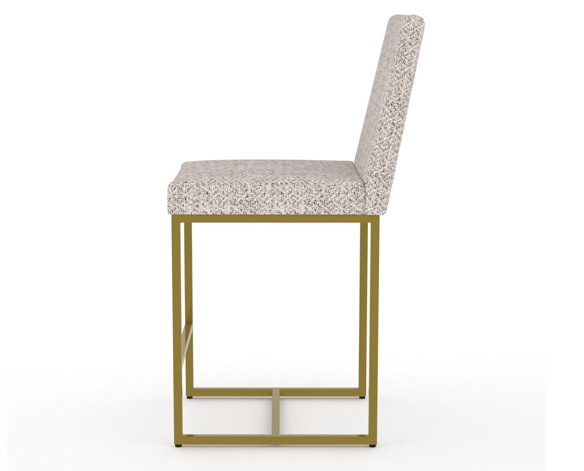Canadel Modern Upholstered Counter Stool 8174 in FP Crypton® with a gold metal frame, side view
