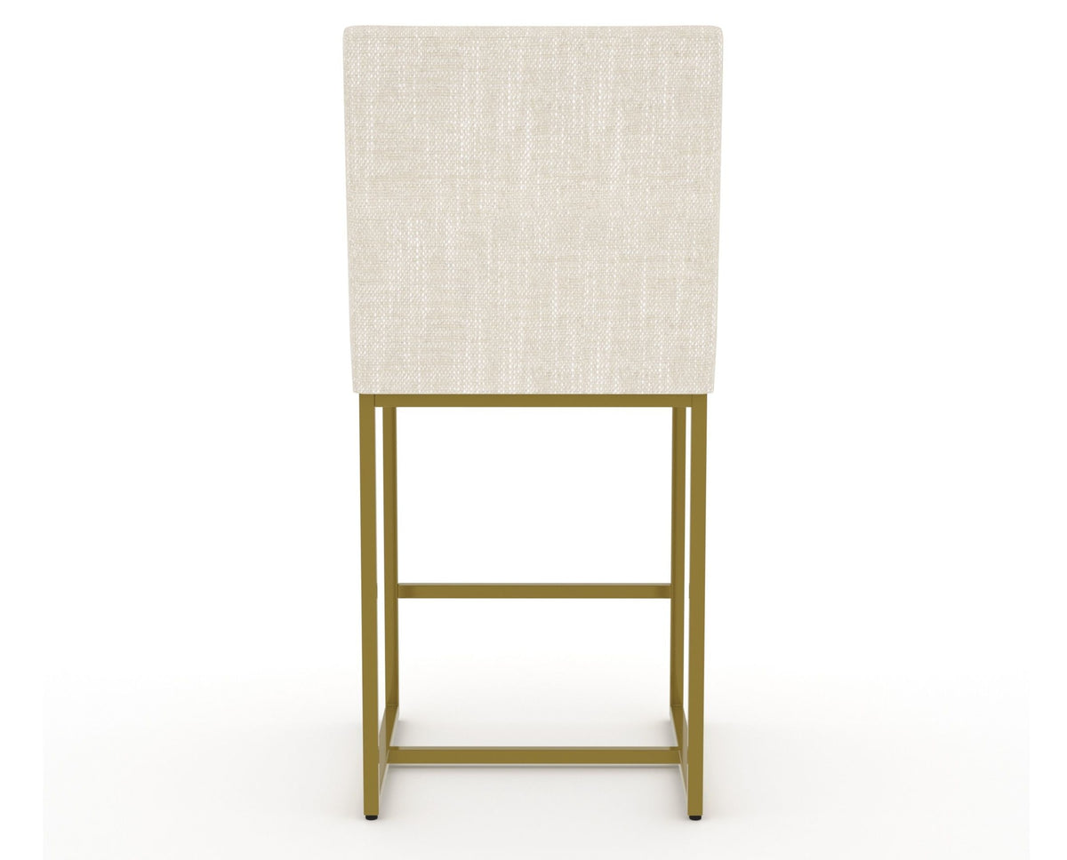 Canadel Modern Upholstered Counter Stool 8174 in FT InsideOut® with a gold metal frame, back view