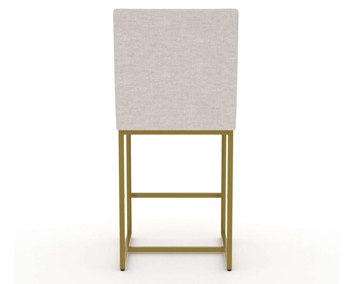 Canadel Modern Upholstered Counter Stool 8174 in TB Fabric with a gold metal frame, back view