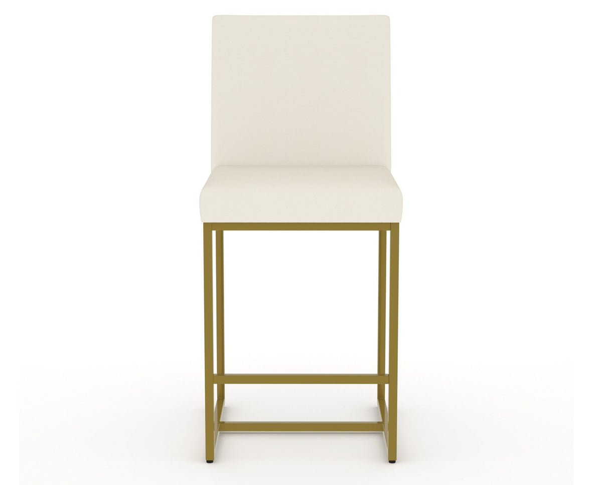 Canadel Modern Upholstered Counter Stool 8174 in YJ Faux Leather with a gold metal frame, front view