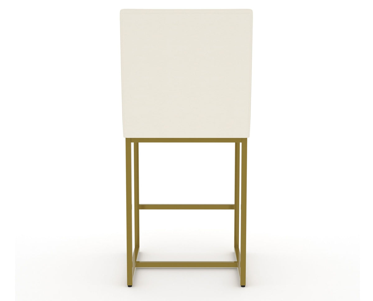 Canadel Modern Upholstered Counter Stool 8174 in YJ Faux Leather with a gold metal frame, back view