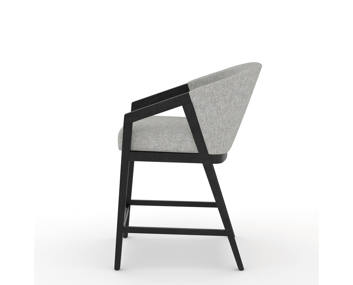 Canadel Modern Angle Counter Stool in Dark Smoke, 7C Fabric, side view