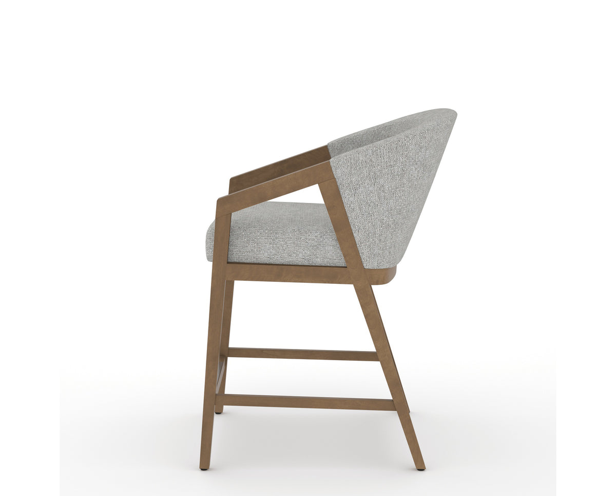 Canadel Modern Angle Counter Stool in Pecan Washed, 7C Fabric, side view