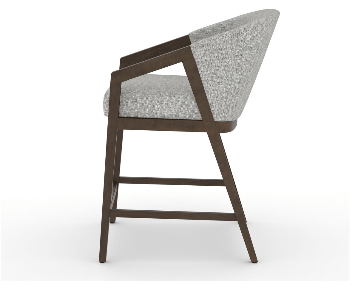 Canadel Modern Angle Counter Stool in Hazelnut Washed, 7C Fabric, side view