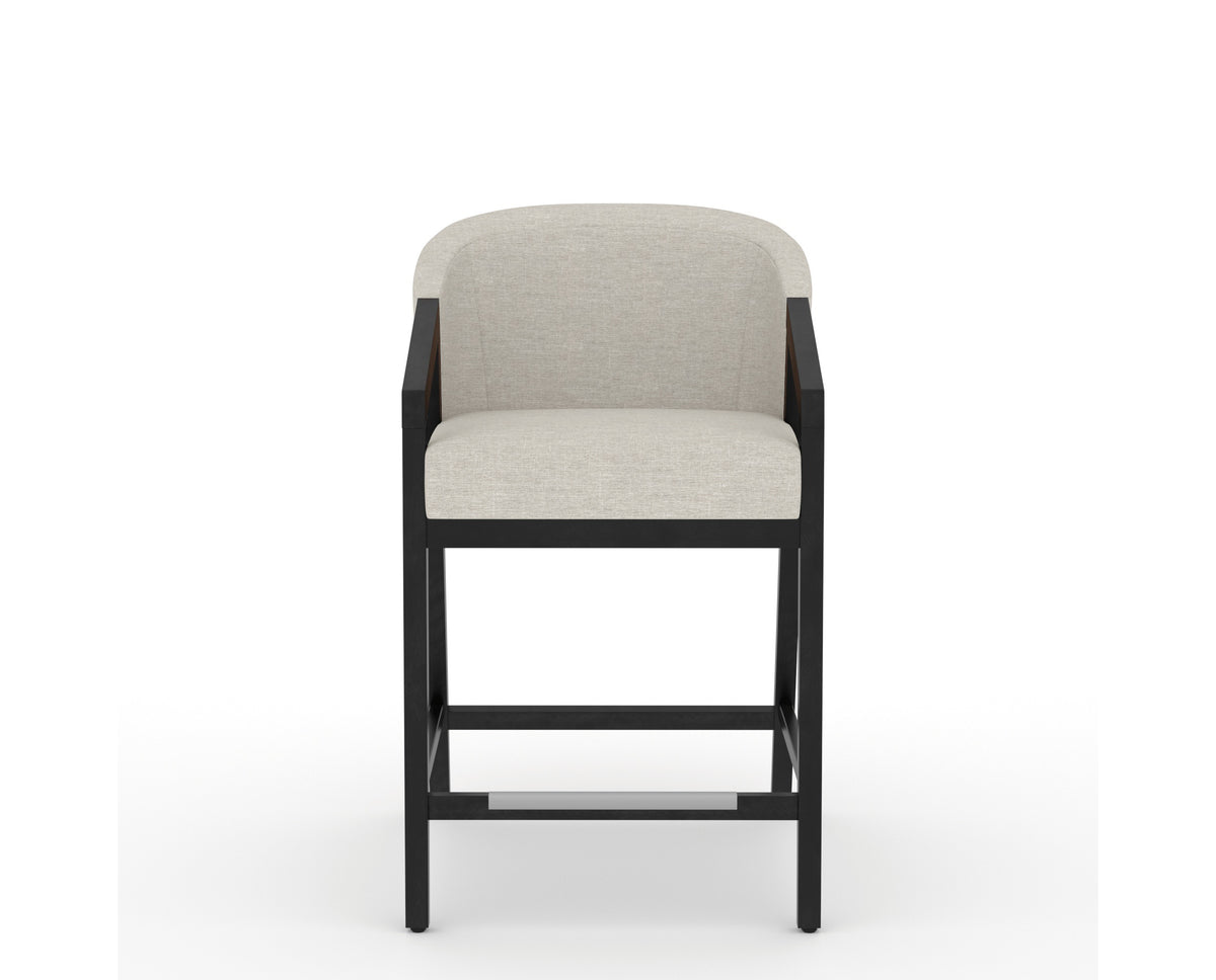Canadel Modern Angle Counter Stool in Dark Smoke, TB Fabric, front view