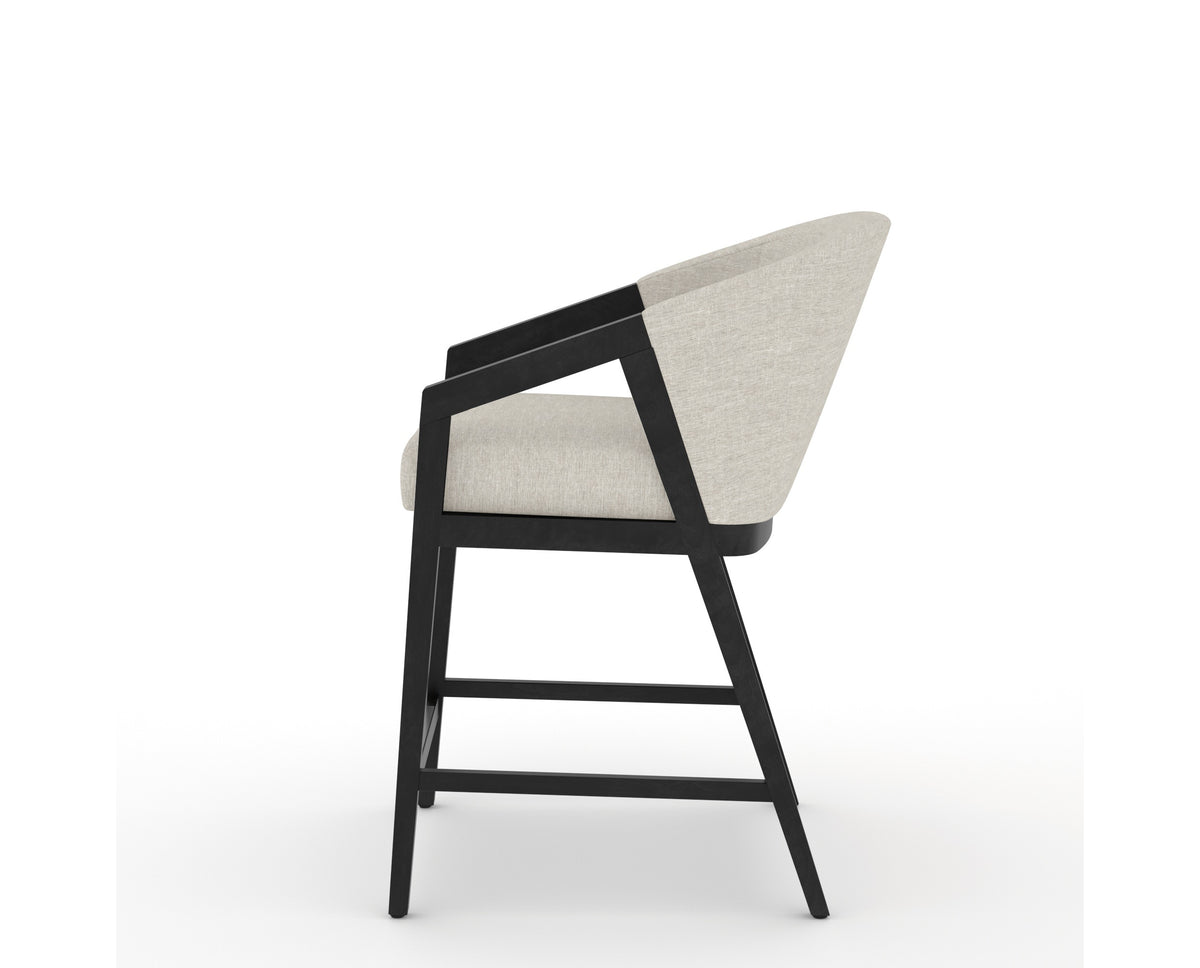 Canadel Modern Angle Counter Stool in Dark Smoke, TB Fabric, side view