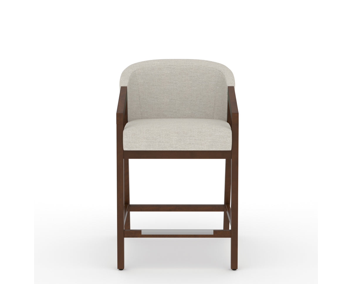 Canadel Modern Angle Counter Stool in Cognac Washed, TB Fabric, front view