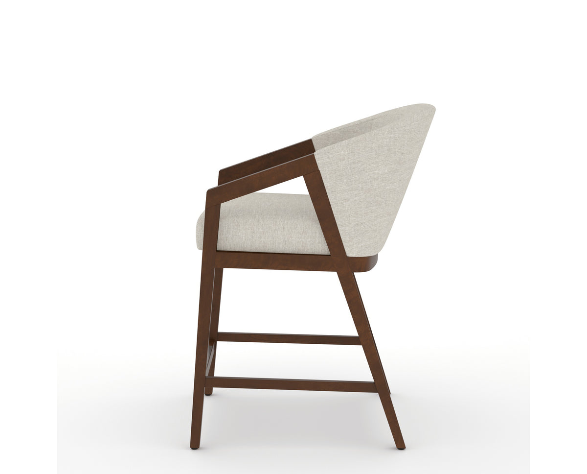 Canadel Modern Angle Counter Stool in Cognac Washed, TB Fabric, side view