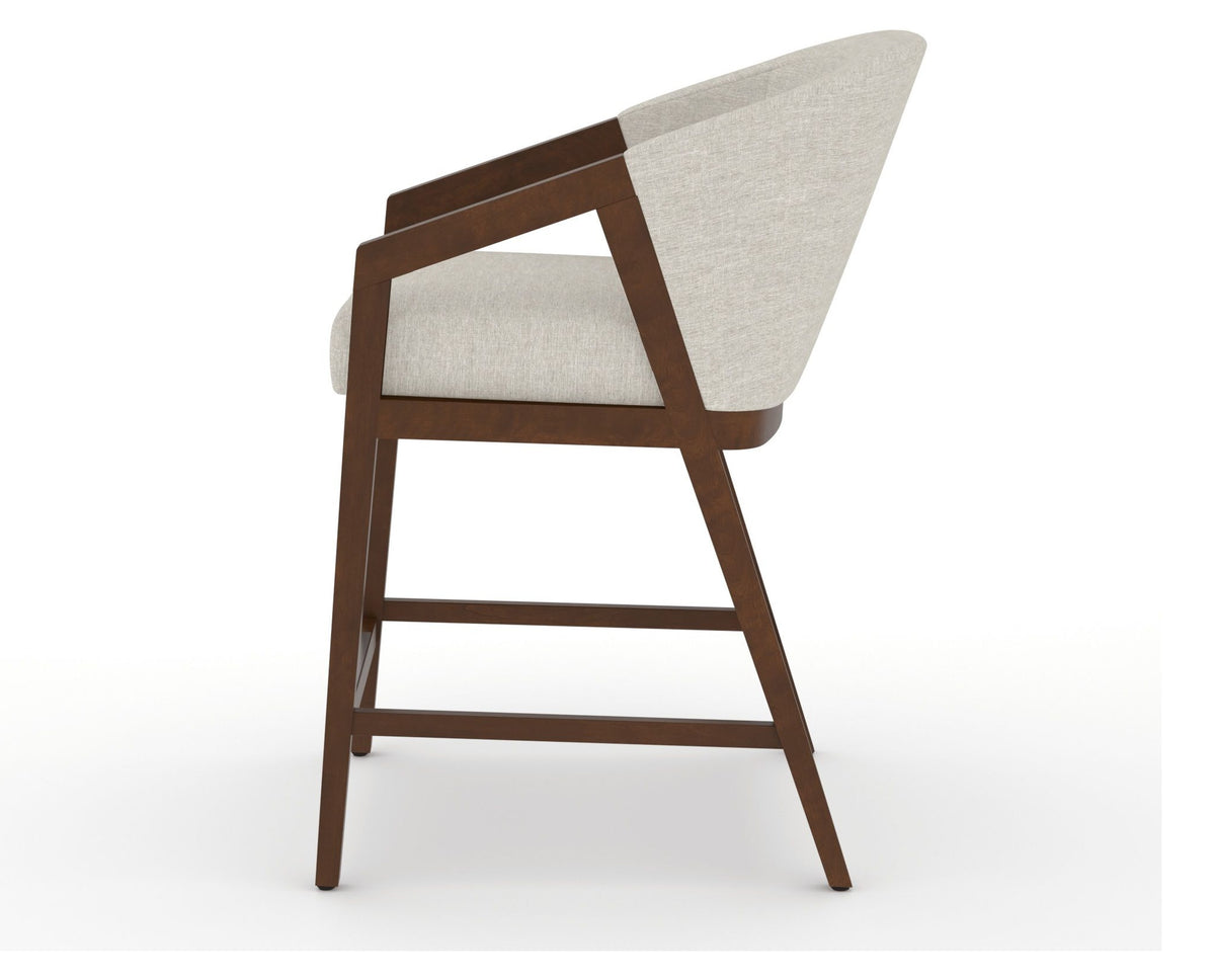 Canadel Modern Angle Counter Stool in Cognac Washed, TB Fabric, side view