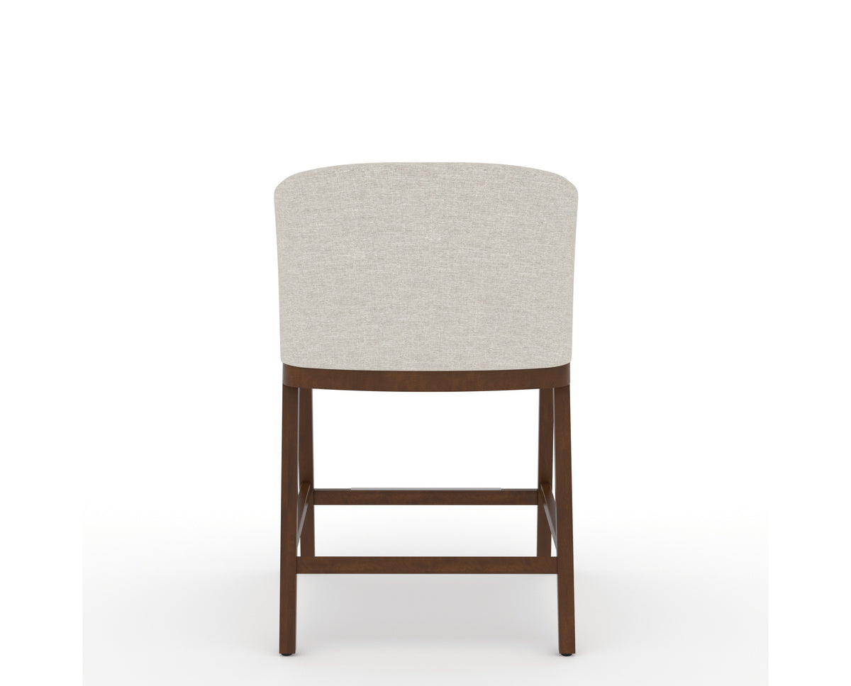 Canadel Modern Angle Counter Stool in Cognac Washed, TB Fabric, back view