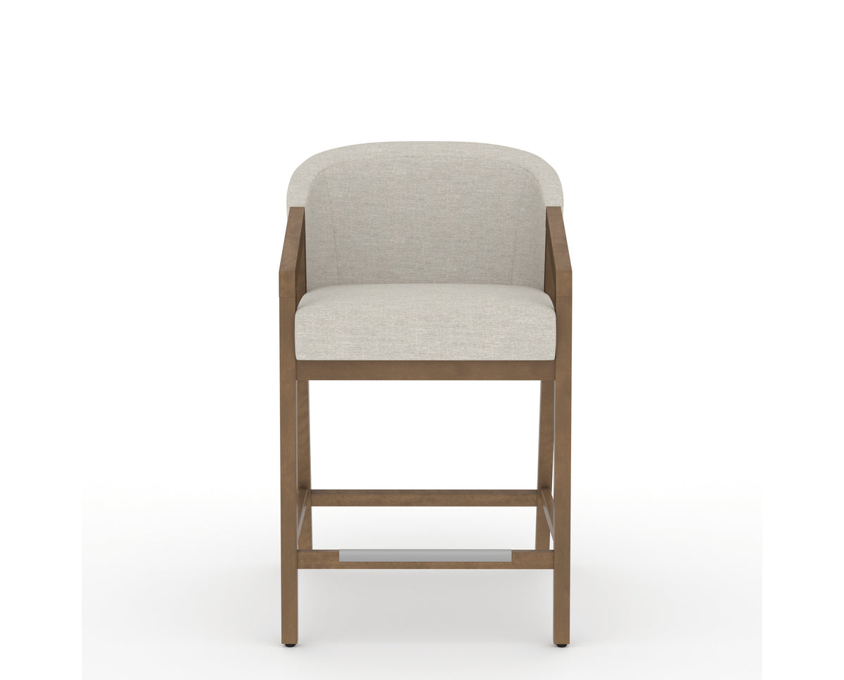 Canadel Modern Angle Counter Stool in Pecan Washed, TB Fabric, front view