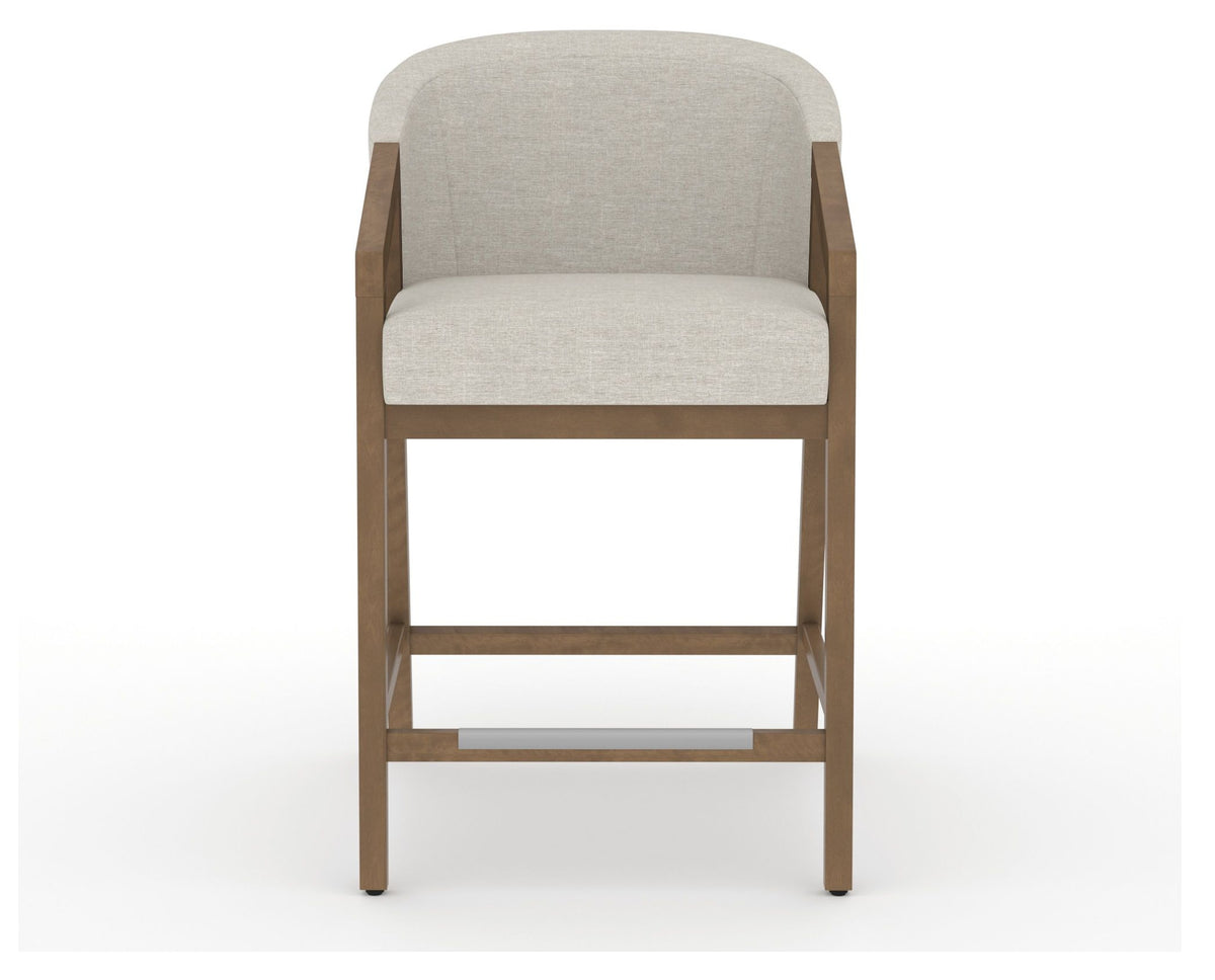 Canadel Modern Angle Counter Stool in Pecan Washed, TB Fabric, front view