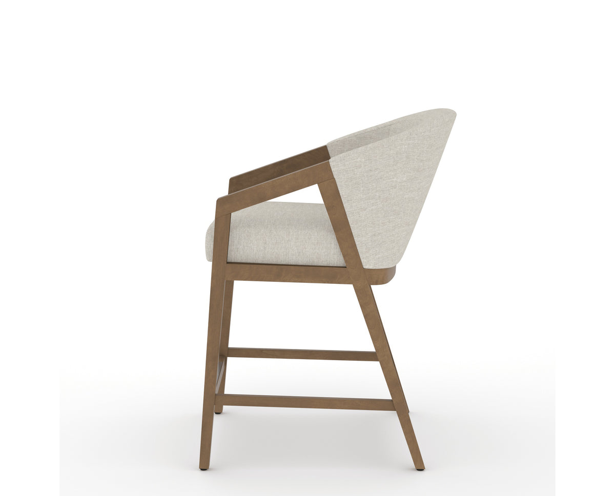 Canadel Modern Angle Counter Stool in Pecan Washed, TB Fabric, side view