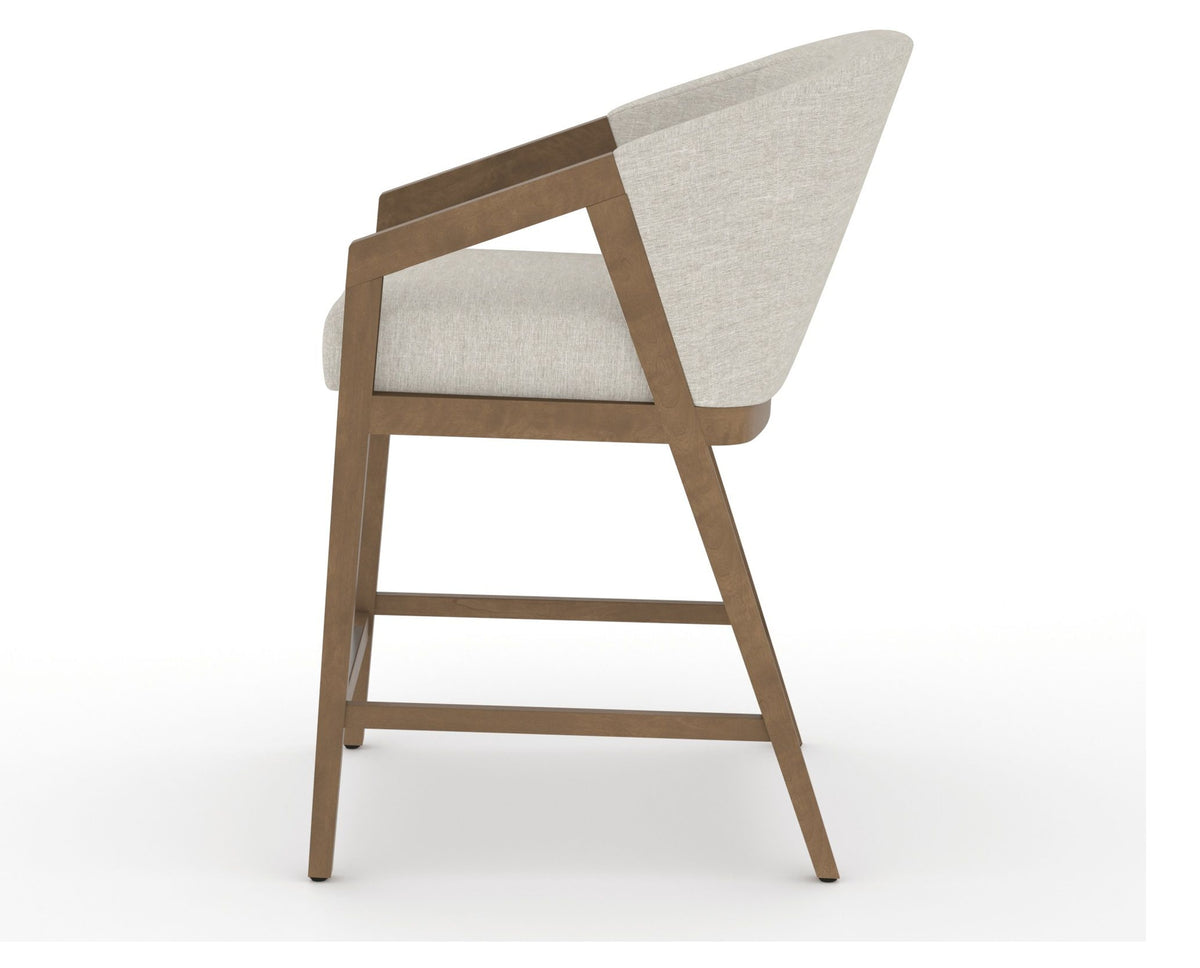 Canadel Modern Angle Counter Stool in Pecan Washed, TB Fabric, side view