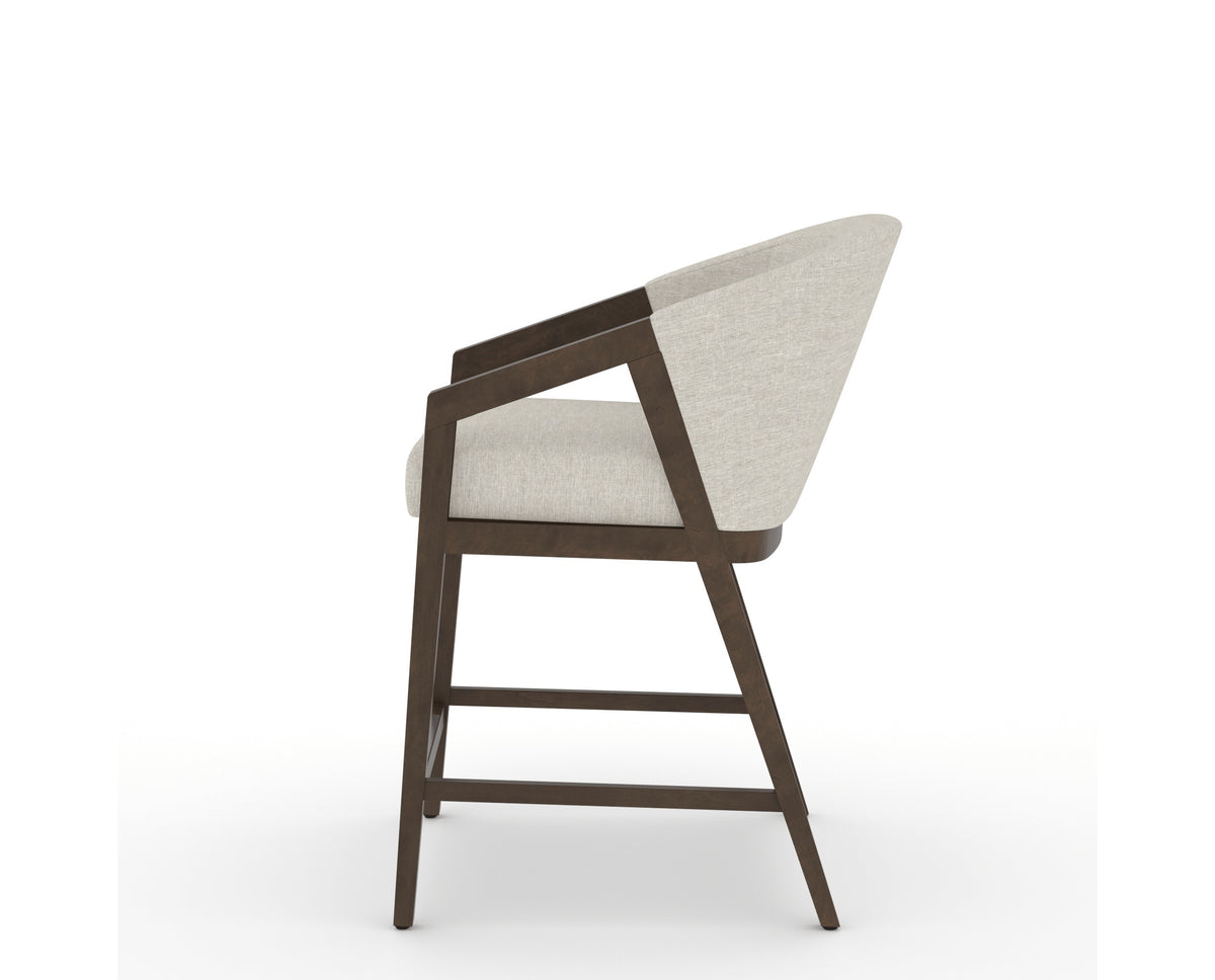 Canadel Modern Angle Counter Stool in Hazelnut Washed, TB Fabric, side view