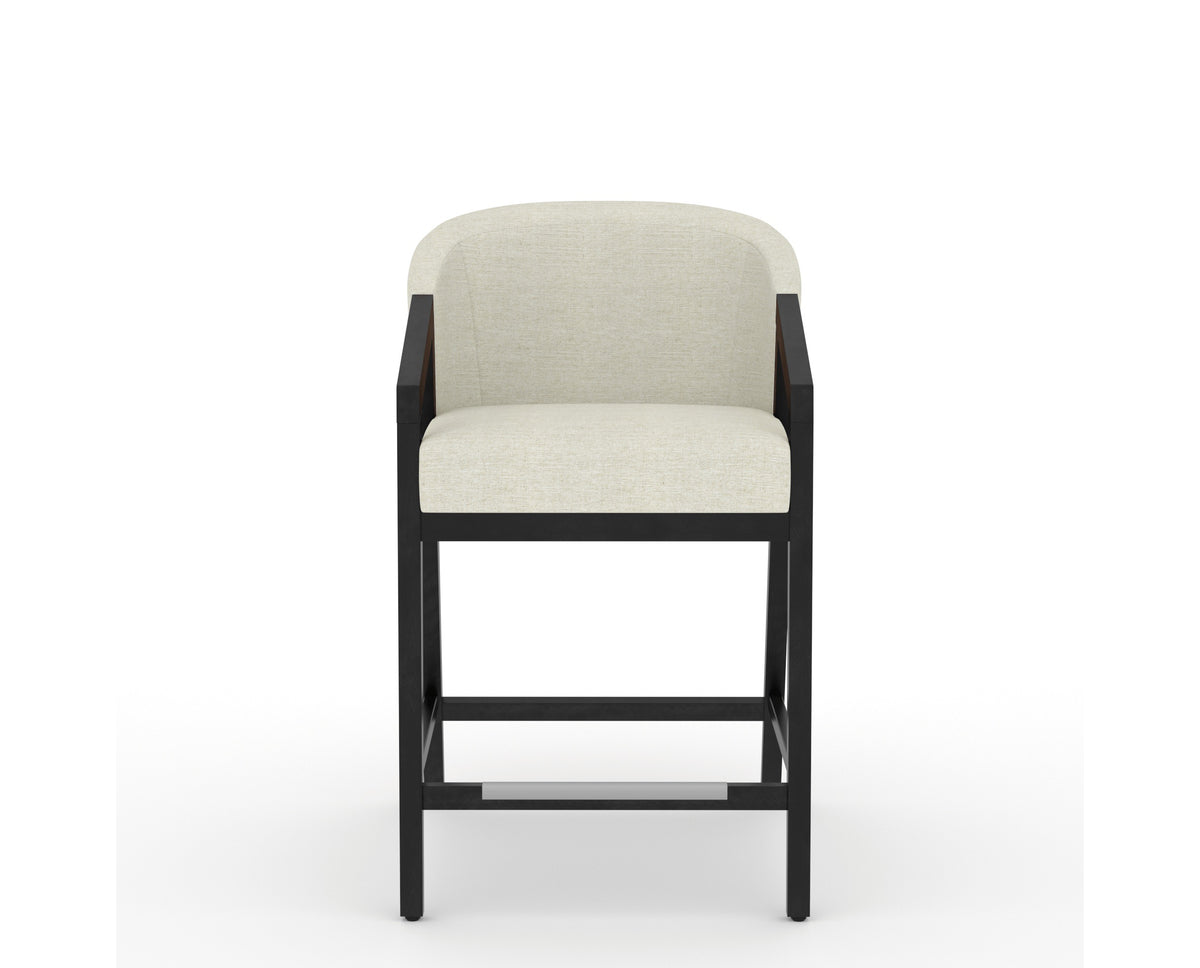 Canadel Modern Angle Counter Stool in Dark Smoke, TW Fabric, front view