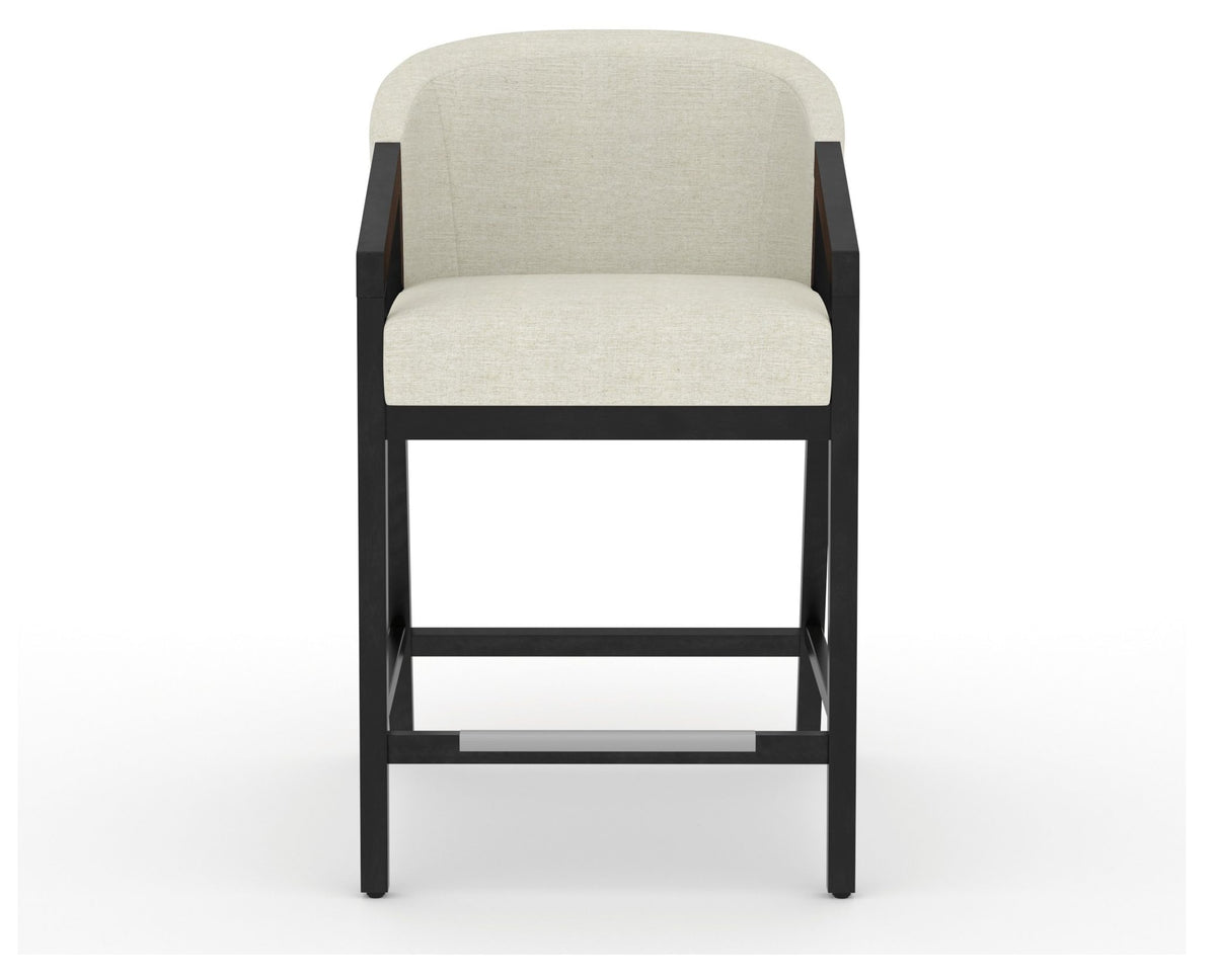 Canadel Modern Angle Counter Stool in Dark Smoke, TW Fabric, front view