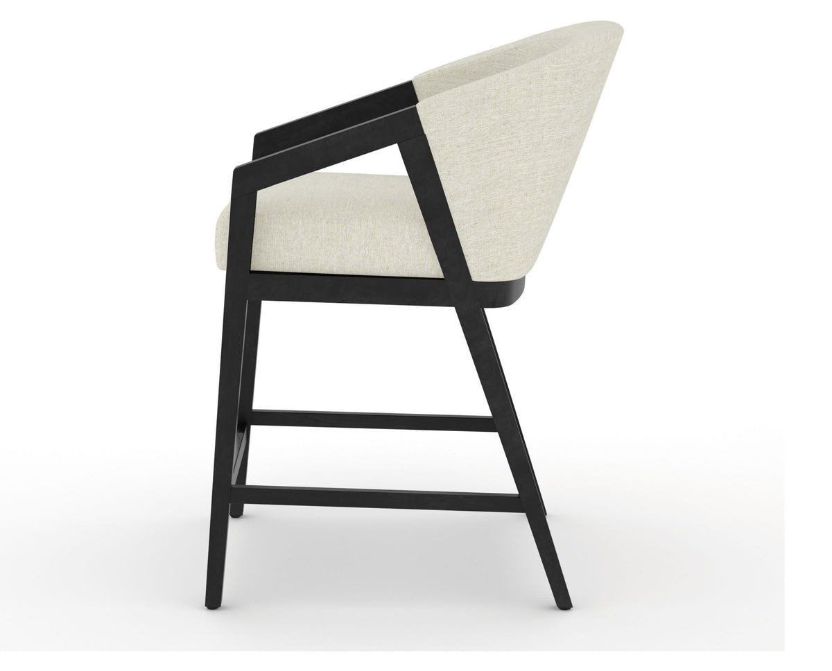 Canadel Modern Angle Counter Stool in Dark Smoke, TW Fabric, side view