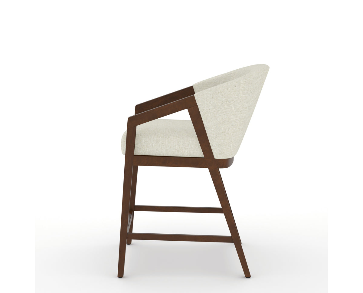 Canadel Modern Angle Counter Stool in Cognac Washed, TW Fabric, side view