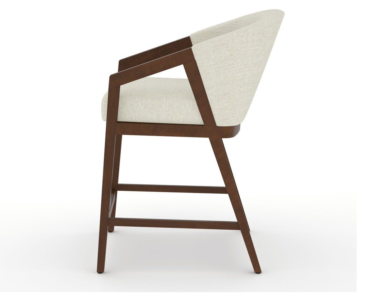 Canadel Modern Angle Counter Stool in Cognac Washed, TW Fabric, side view