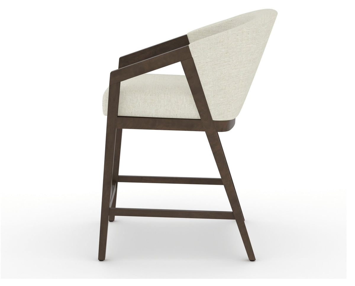Canadel Modern Angle Counter Stool in Hazelnut Washed, TW Fabric, side view