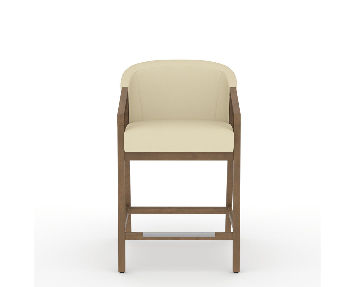 Canadel Modern Angle Counter Stool in Pecan Washed, XZ Faux Leather, front view