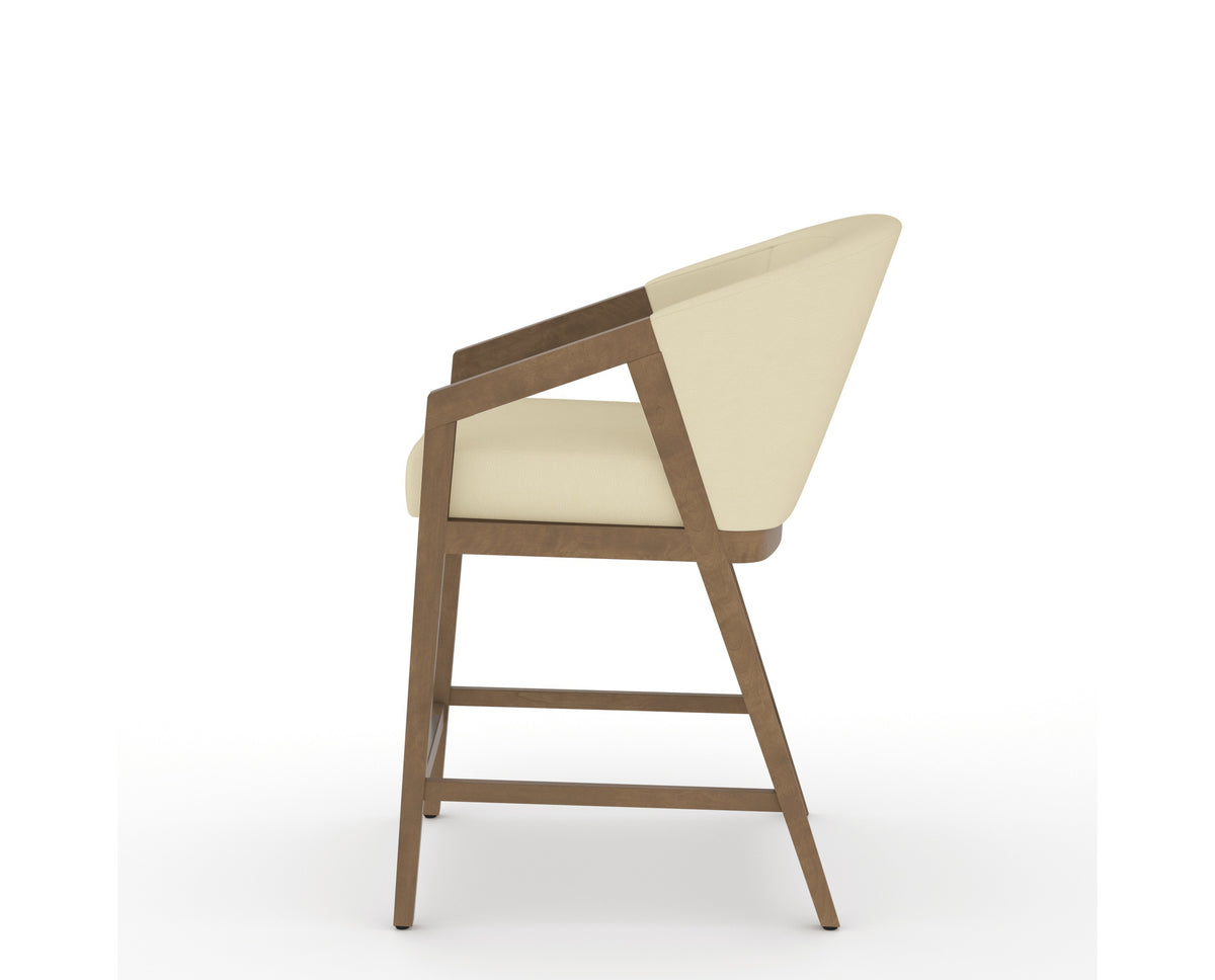 Canadel Modern Angle Counter Stool in Pecan Washed, XZ Faux Leather, side view