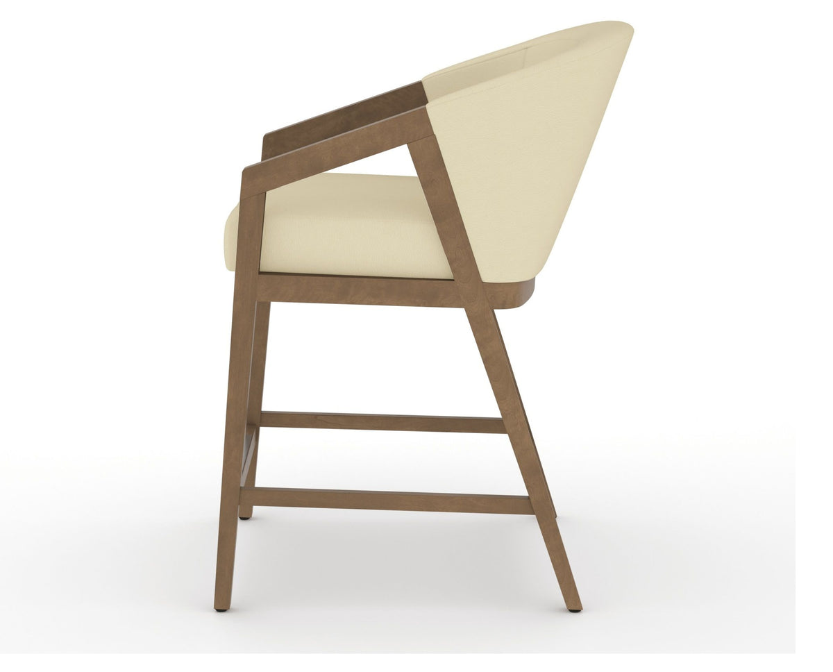 Canadel Modern Angle Counter Stool in Pecan Washed, XZ Faux Leather, side view