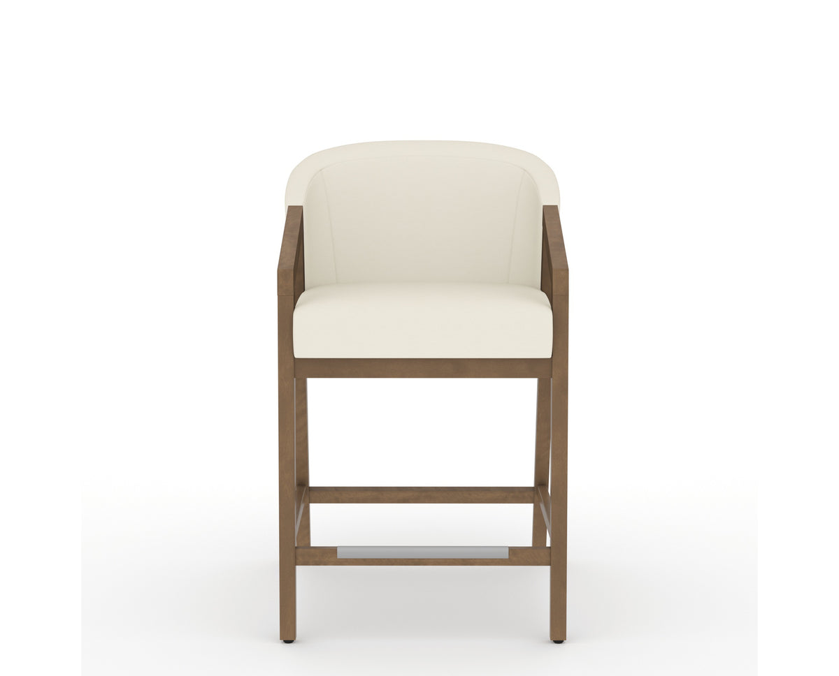 Canadel Modern Angle Counter Stool in Pecan Washed, YJ Faux Leather, front view