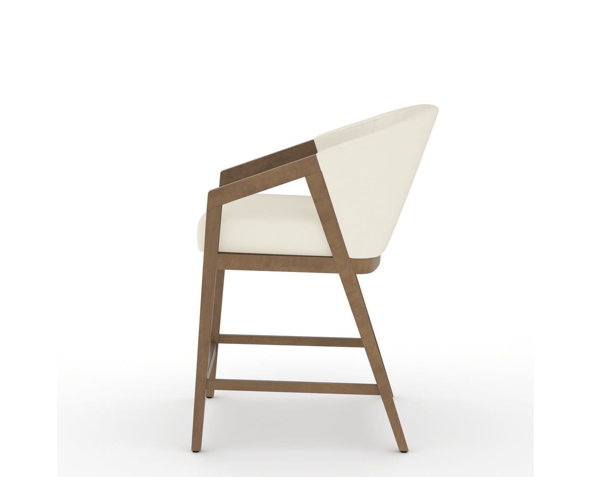 Canadel Modern Angle Counter Stool in Pecan Washed, YJ Faux Leather, side view