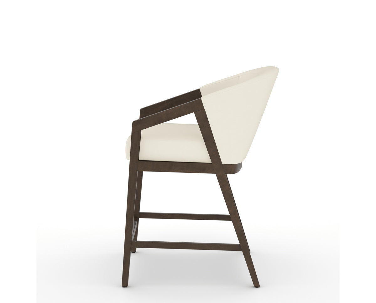 Canadel Modern Angle Counter Stool in Hazelnut Washed, YJ Faux Leather, side view