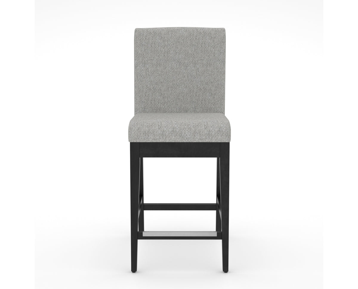Canadel Modern Box Back Counter Stool in Dark Smoke, 7C Fabric, front view