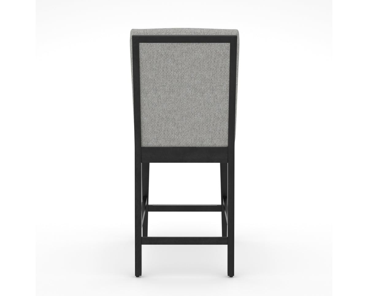 Canadel Modern Box Back Counter Stool in Dark Smoke, 7C Fabric, back view