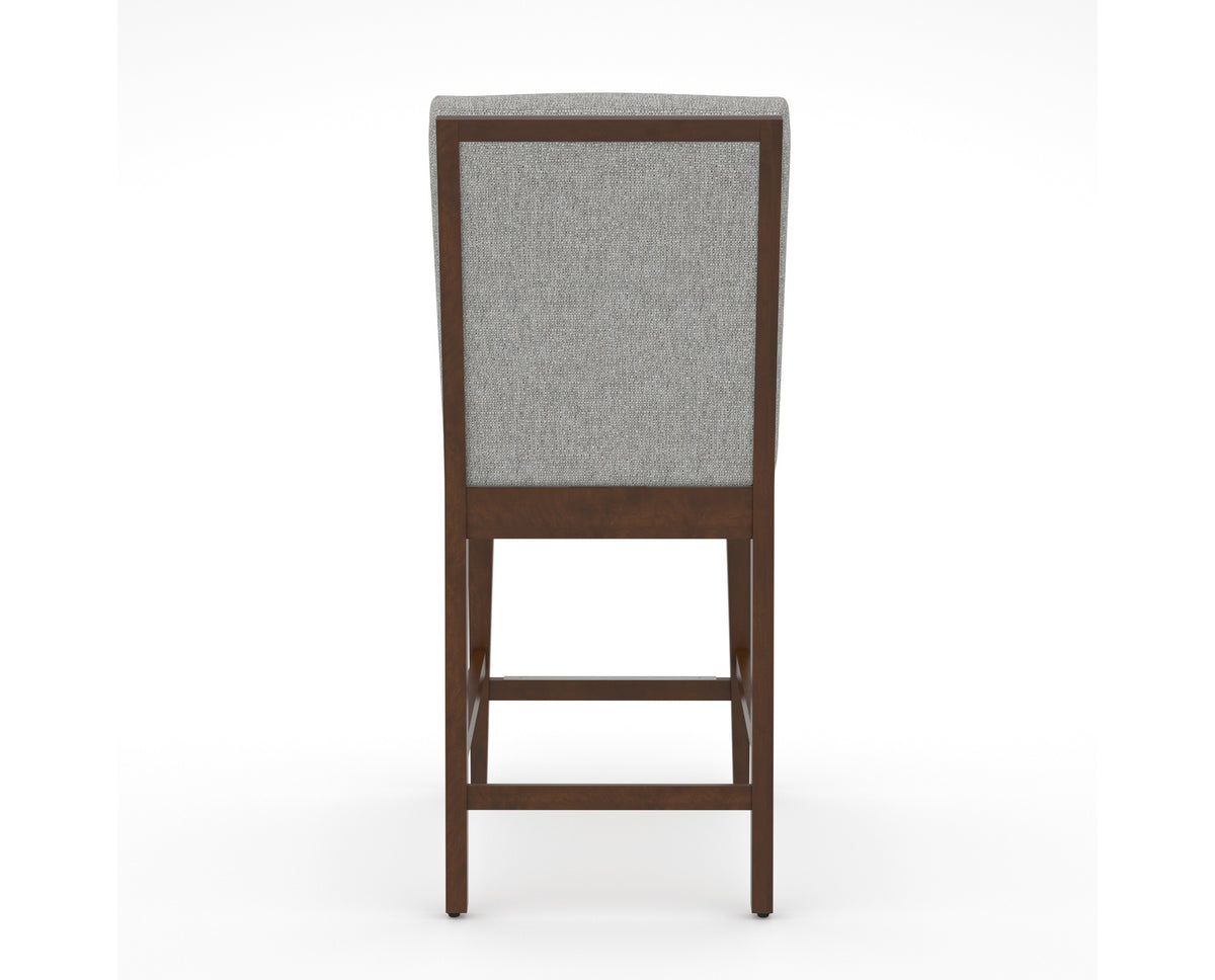 Canadel Modern Box Back Counter Stool in Cognac Washed, 7C Fabric, back view