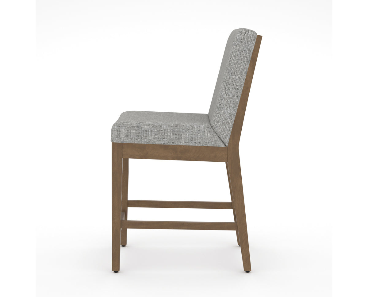 Canadel Modern Box Back Counter Stool in Pecan Washed, 7C Fabric, side view