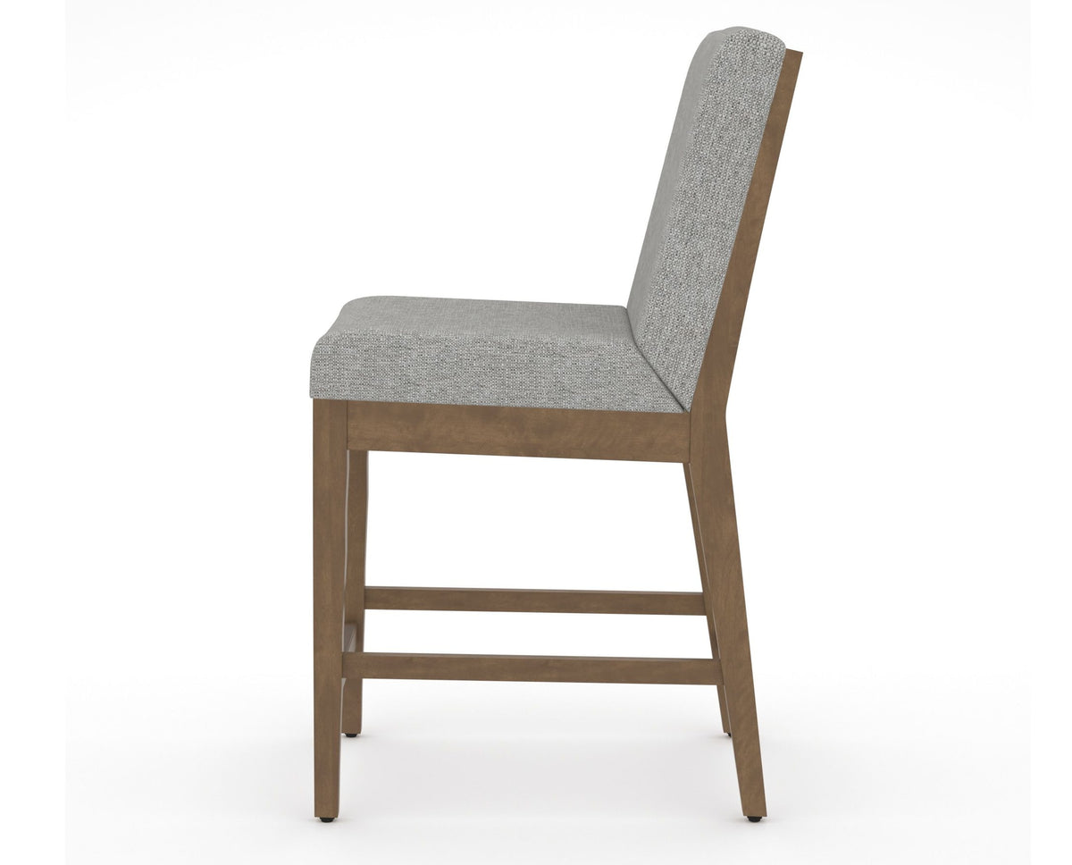 Canadel Modern Box Back Counter Stool in Pecan Washed, 7C Fabric, side view