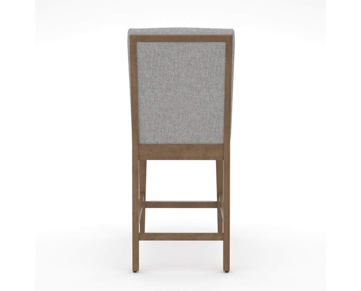 Canadel Modern Box Back Counter Stool in Pecan Washed, 7C Fabric, back view