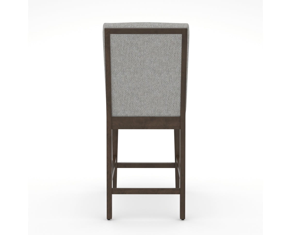 Canadel Modern Box Back Counter Stool in Hazelnut Washed, 7C Fabric, back view
