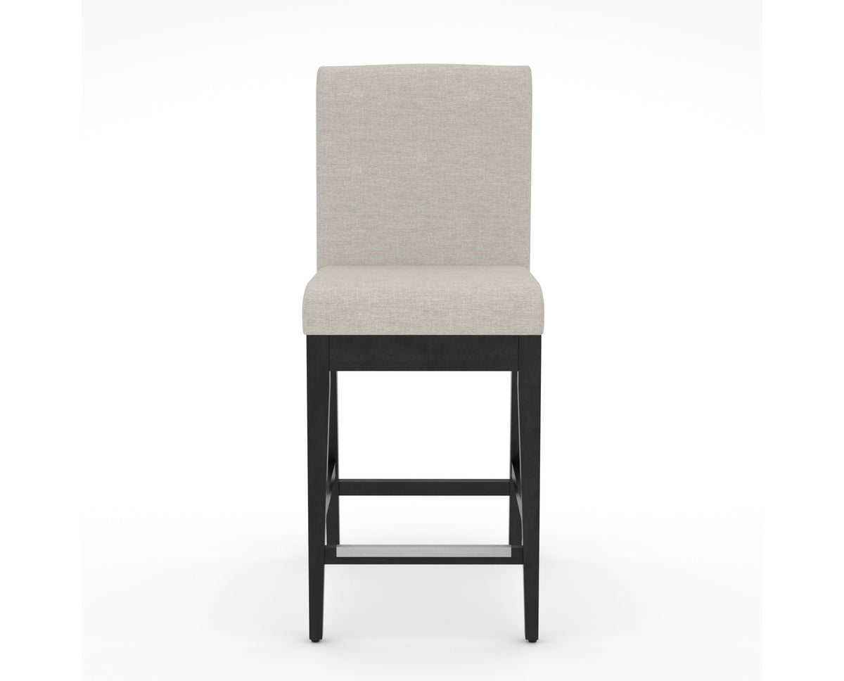 Canadel Modern Box Back Counter Stool in Dark Smoke, TB Fabric, front view