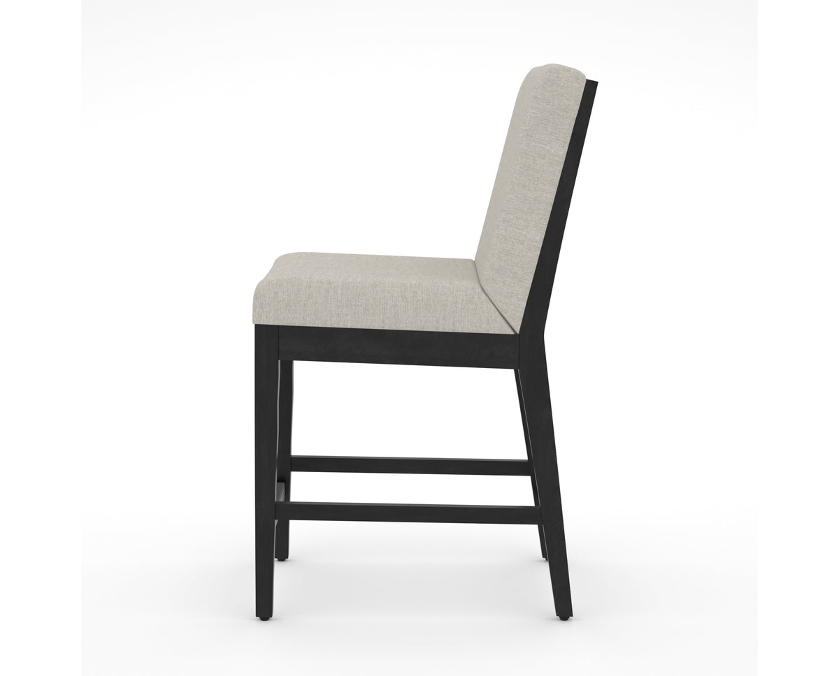 Canadel Modern Box Back Counter Stool in Dark Smoke, TB Fabric, side view