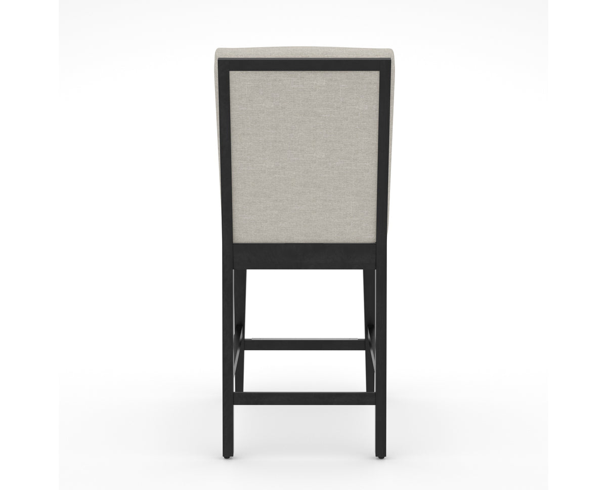Canadel Modern Box Back Counter Stool in Dark Smoke, TB Fabric, back view