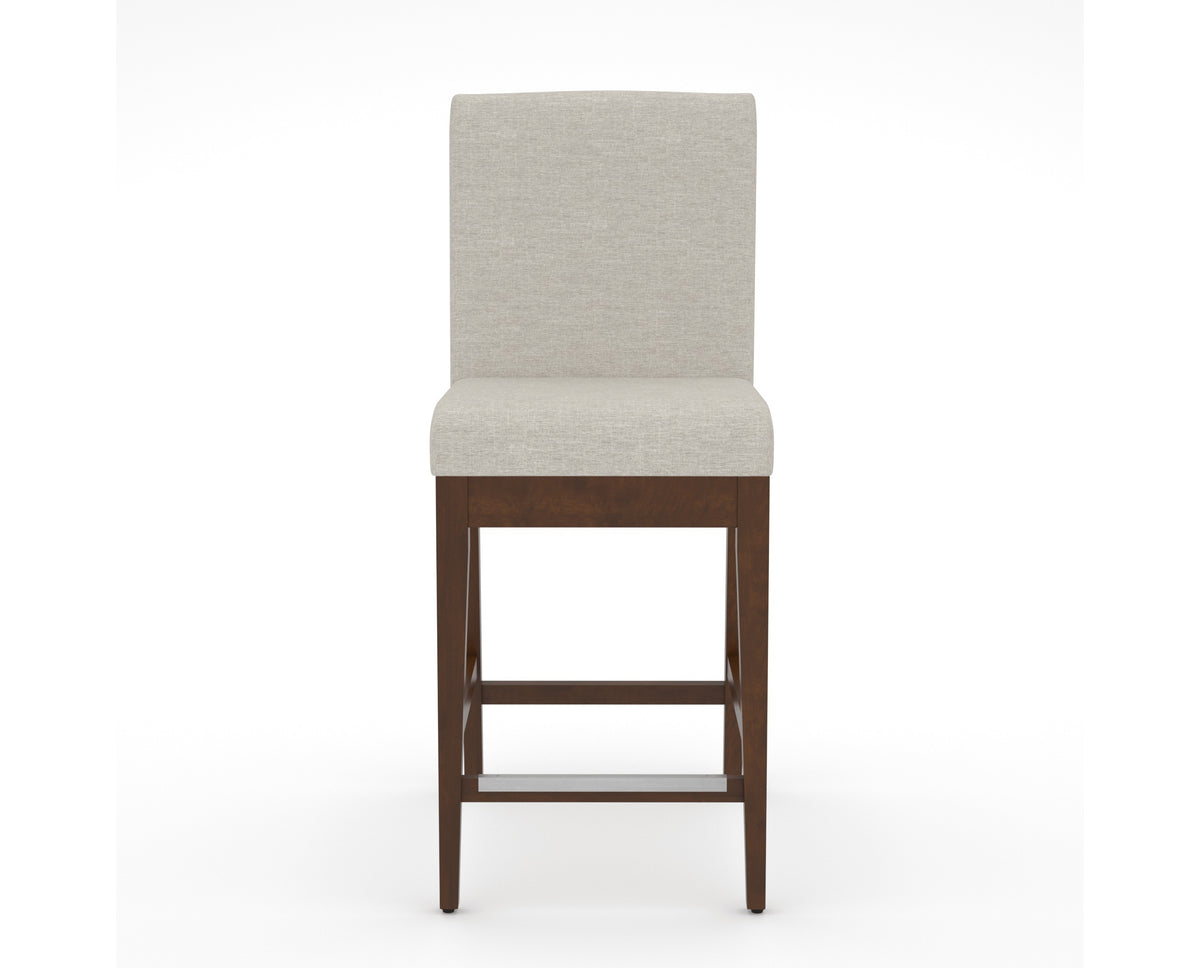 Canadel Modern Box Back Counter Stool in Cognac Washed, TB Fabric, front view
