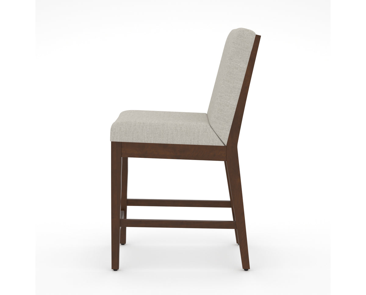 Canadel Modern Box Back Counter Stool in Cognac Washed, TB Fabric, side view