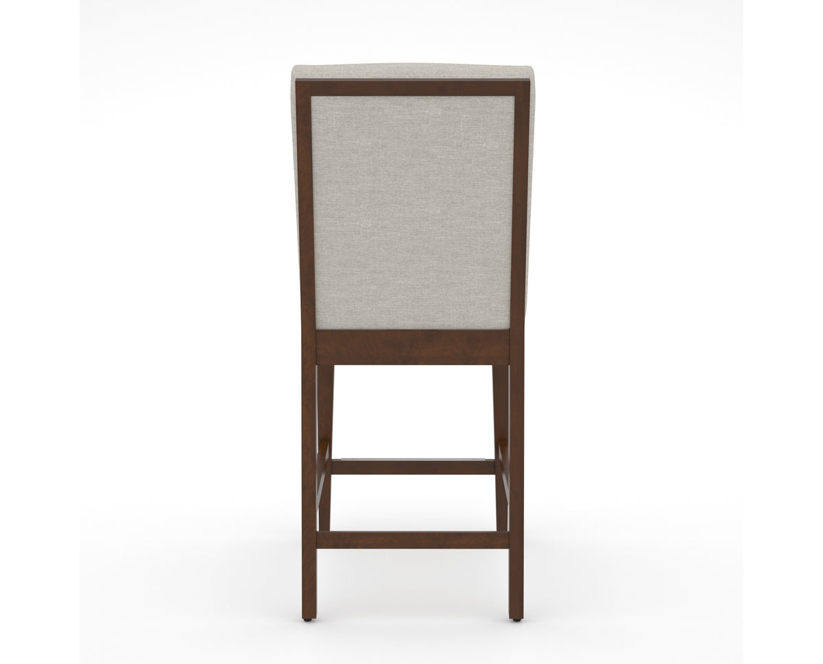 Canadel Modern Box Back Counter Stool in Cognac Washed, TB Fabric, back view